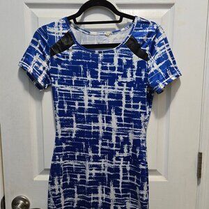 Blue and White Bodycon Dress